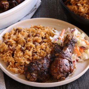 Peas and Rice with Chicken Drumstick