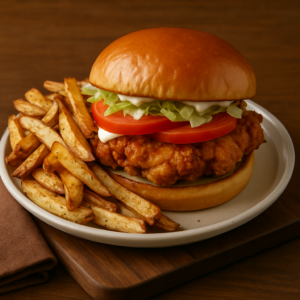 Chicken Burger & Roasted Fries