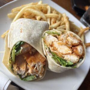 Fish Wrap with Lettuce, Tomato and Roasted Fries
