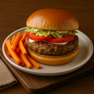 Turkey Burger & Carrot Sticks