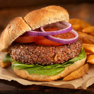 Veggie Burger with Roasted Fries