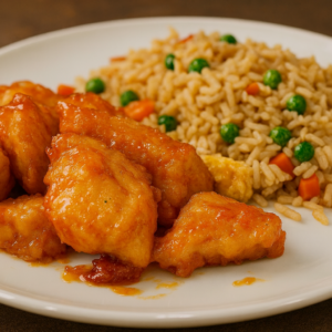 Egg Fry Rice with Sweet & Sour Chicken