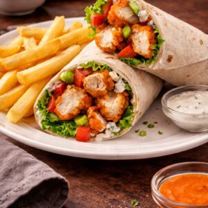 Chicken Wrap and Fries