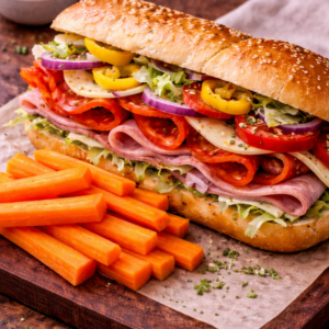 Italian Ham and Pepperoni Sub with Carrot Sticks