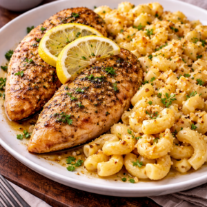 Lemon-Pepper Chicken with Mac and Cheese