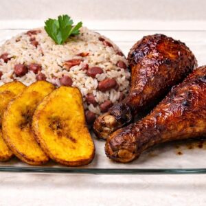 Peas 'n Rice with Chicken Drumsticks and Plantain