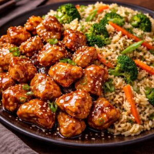 Stir-fried Rice and Honey Chicken