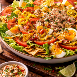 Tuna Sunrise Salad with Lettuce, and Tomato