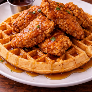 Chicken & Waffles with Maple Syrup