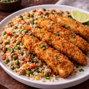 Peas 'n Rice with Grouper Fingers