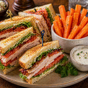 Turkey Club with Carrot Sticks