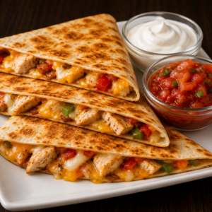 Chicken Quesadilla with Sour Cream & Salsa
