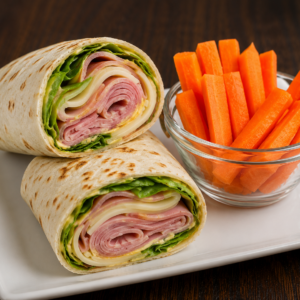 Ham & Cheese Wrap with Carrot Sticks