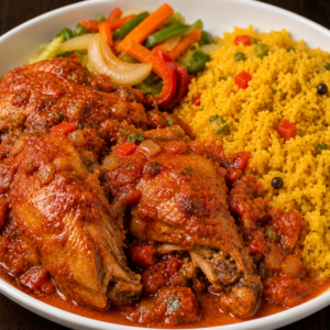 Steamed Chicken with Yellow Rice